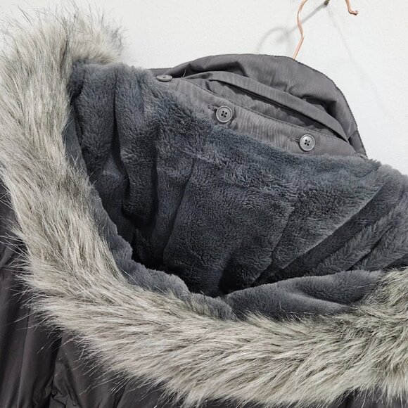 Universal Thread Grey Long Sleeve Faux Fur Hooded Parka Gray Coat Jacket Small - Picture 13 of 13